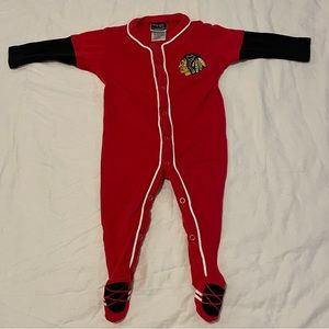 Vintage 1990s Chicago Blackhawks NHL Baby Button Zipper Embroidered Logo 6-9M